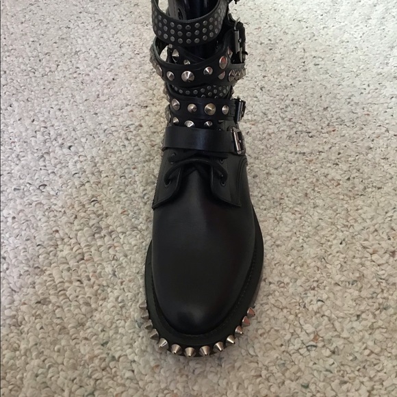 SAINT LAURENT BLACK STUDDED RANGER BOOTS - Picture 2 of 4